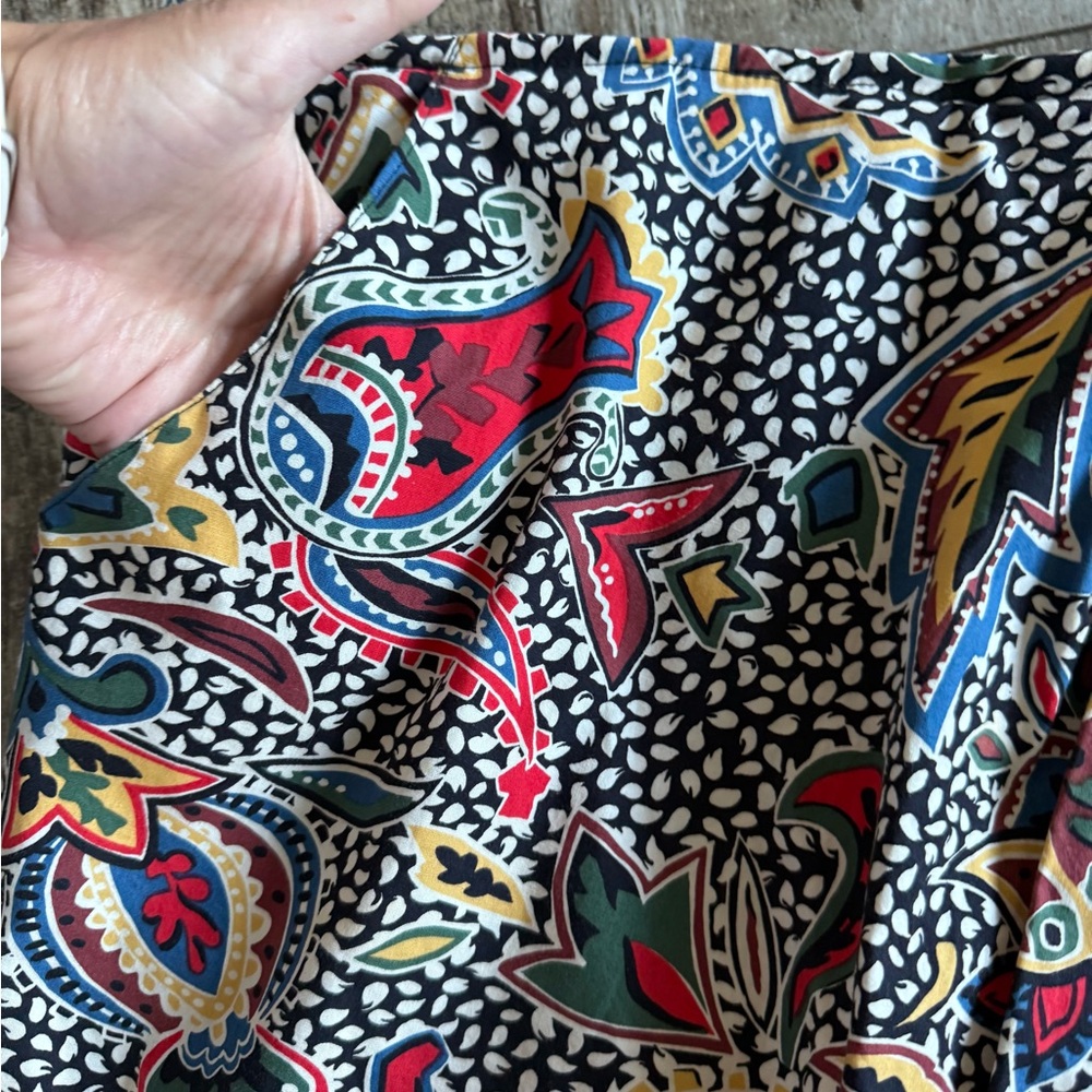 Vintage faux wrap maxi skirt paisley tribal print w/ pockets - M - Picture 2 of 7